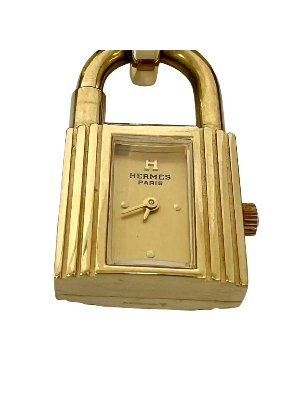 Hermes Vintage Kelly Watch Courchevel Wrist Gold Brown